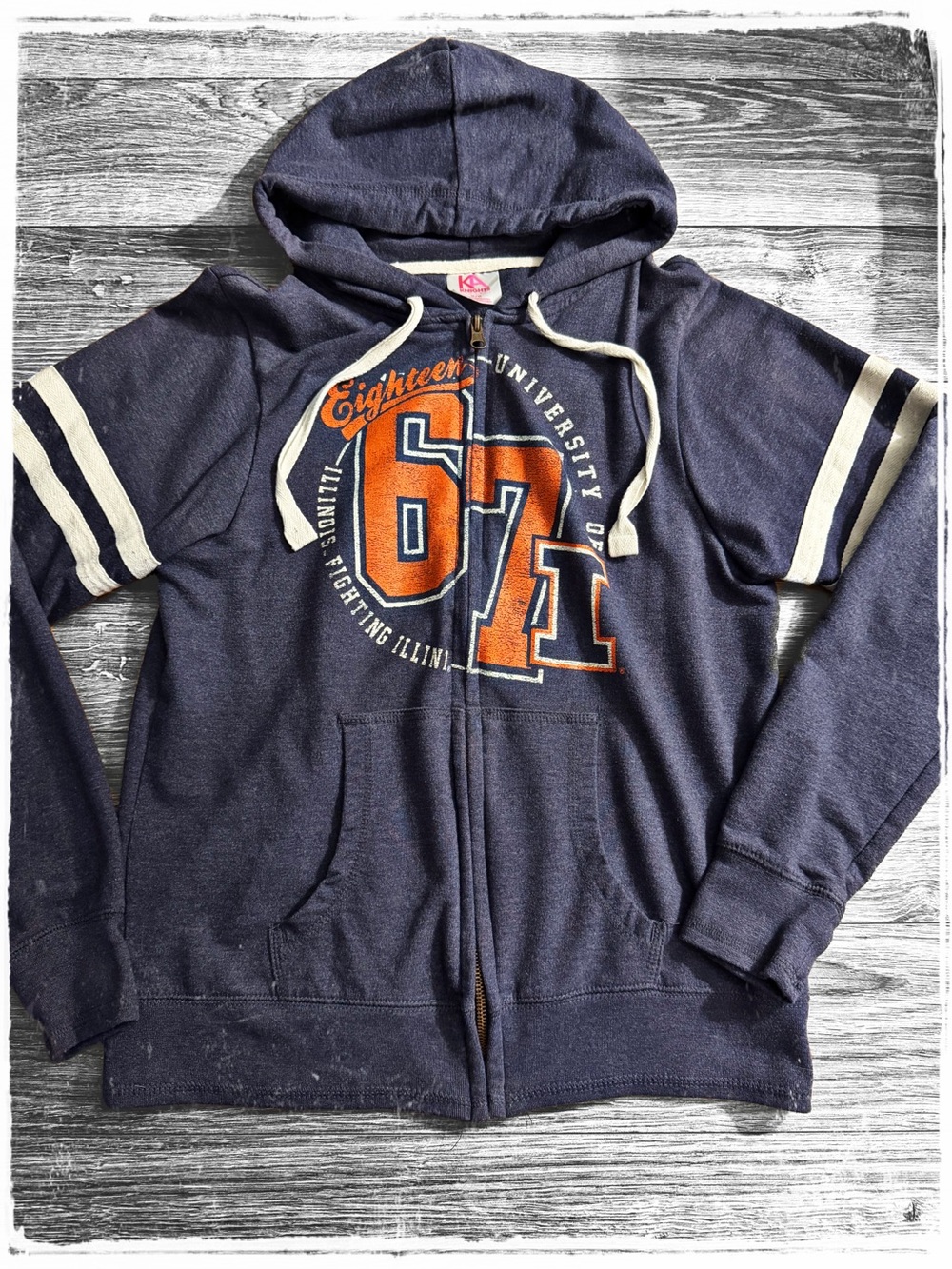 Knights Apparel Navy & Orange Zip-Up Hoodie University of Illinois/ Illini